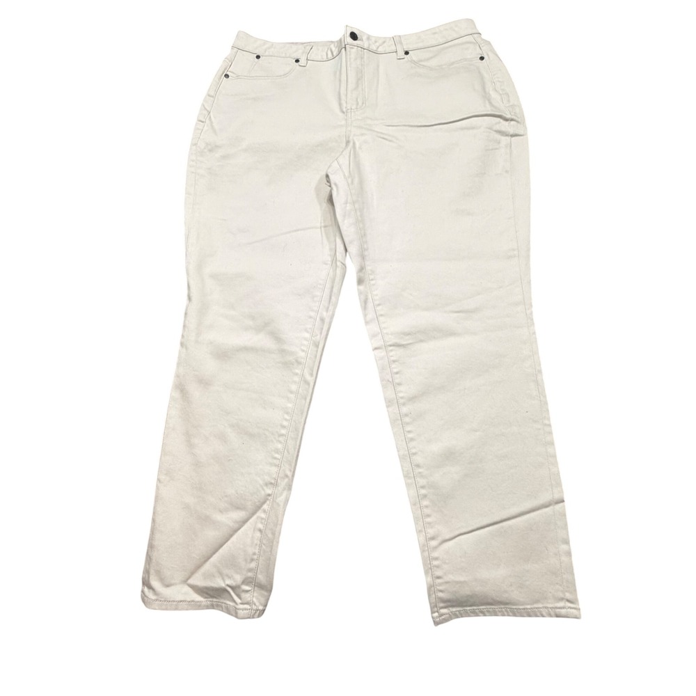 Talbots Curvy Ankle Jeans Womens 18W Cream Off White Premium Denim Plus Size